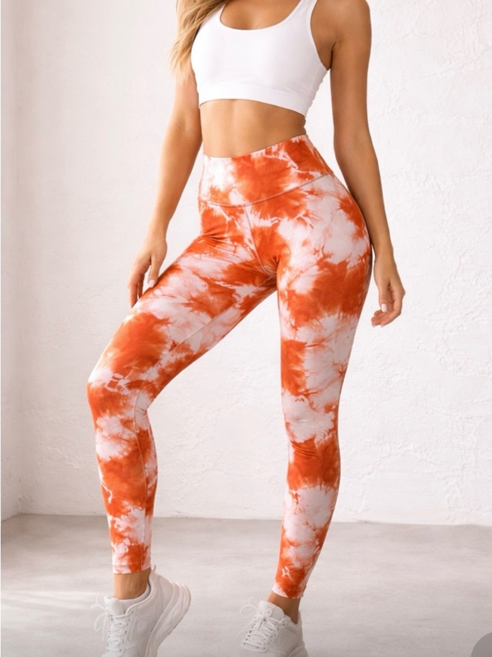 High-Rise Orange Tie-Dye Active Leggings